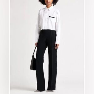 Andrew GN (sz 40) Black High Waisted Straight Leg  Ankle Pintuck Trousers Pants